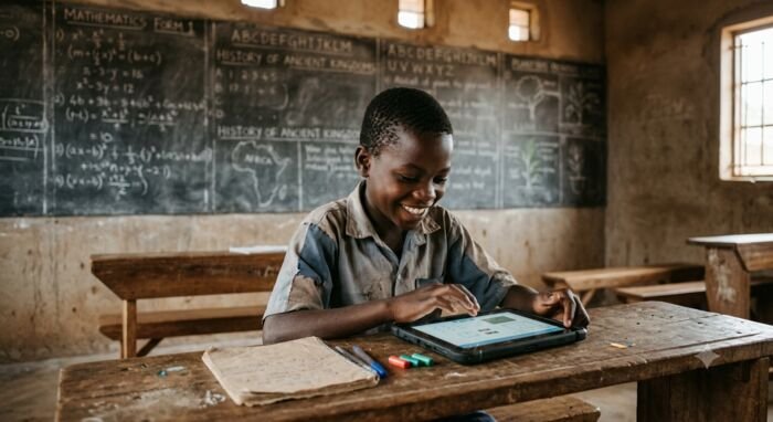 A student using a tablet to study